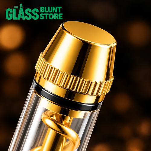 Classic Gold Spiral Glass Blunt - Gold Cap Close-Up